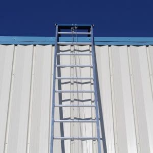 Photo showing top sheave assembly for platform hoists and ladder hoists