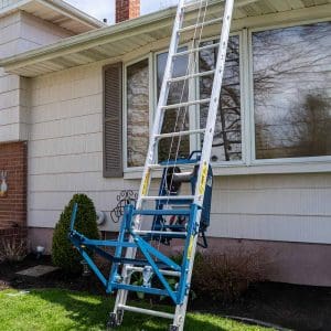 RGC Pivoting Platform Hoist with Classic 400 drive in use at home on residential jobsite